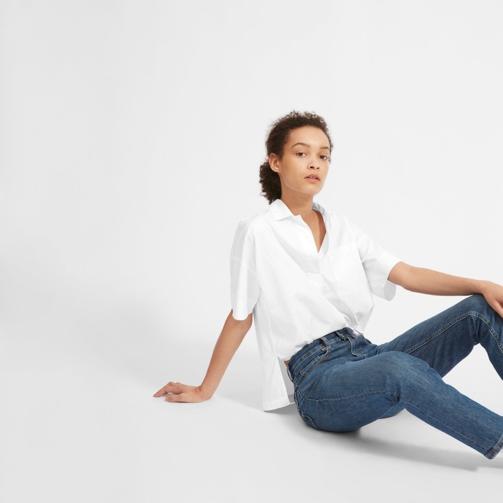 Everlane White Cotton Short-Sleeve Popover NWT